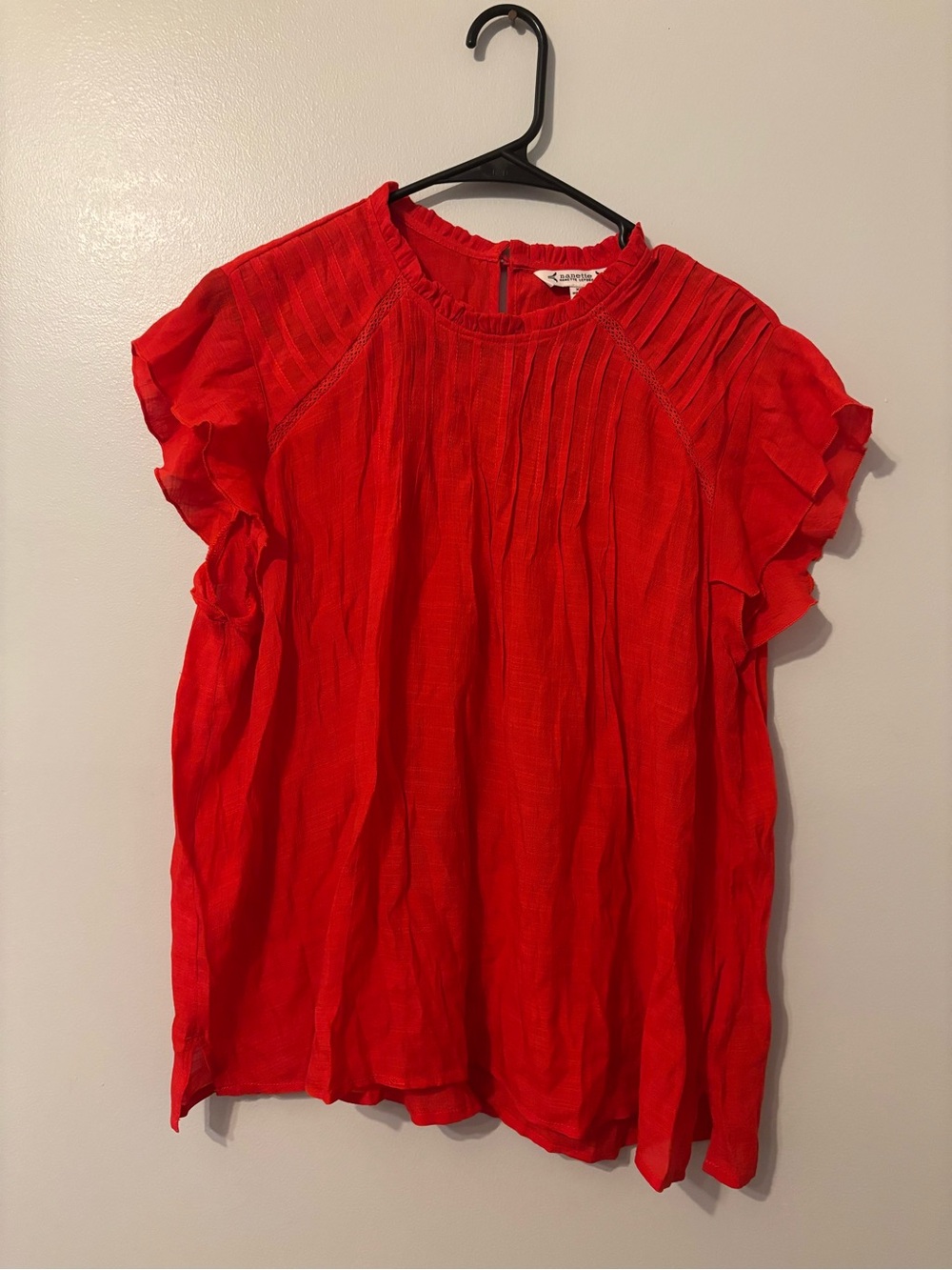 Nanette Lepore Vibrant Red Ruffle Sleeve Blouse